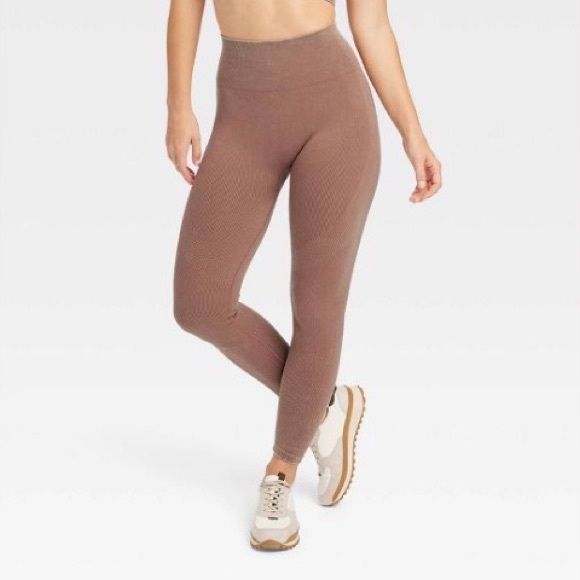 JoyLab Women's High-Rise Ribbed Seamless 7/8 Leggings - Navy - Picture 4 of 5